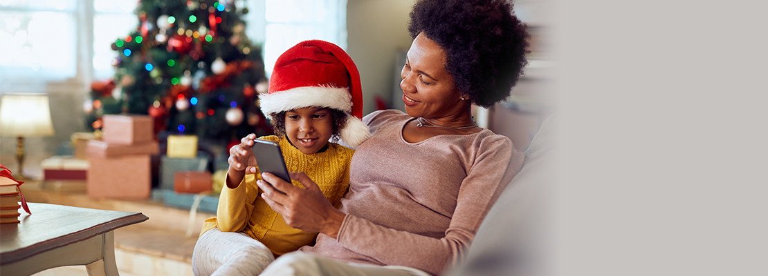 mother and child at christmas